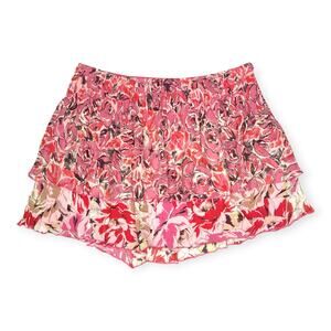 Eddie Rodriguez | Size 6 | Frilly Floral 100% Silk Crepe Layered Flutter Skirt